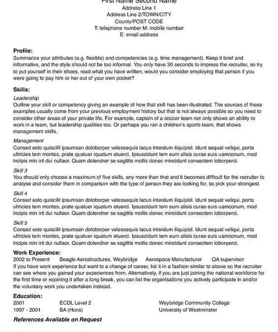 1-Page Wide Margin Resume