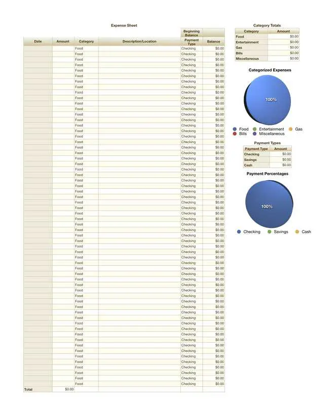12-Month Expense Tracking Log with Expense Graphs Page Two