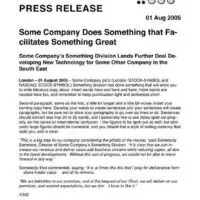 2-Page Press Release with Press Contact Page One