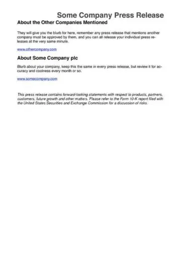 2-Page Press Release with Press Contact Page Two