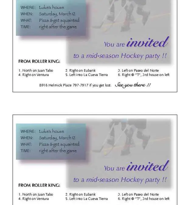 2-Up Party Invitation with Directions