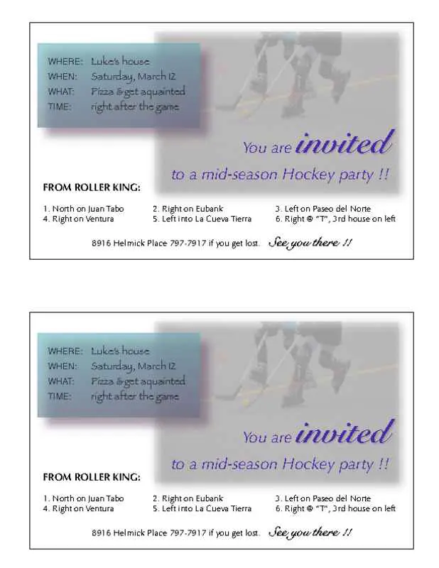2-Up Party Invitation with Directions