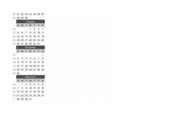 2008 Black and White Calendar October December