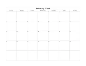 2009 Full-Page Monthly Calendar Set February