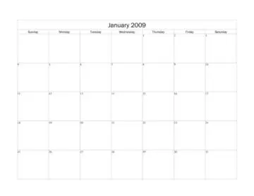 2009 Full-Page Monthly Calendar Set January