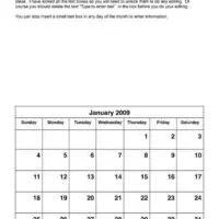 2009 Monthly Calendar Templates 2009 Monthly Calendar Templates January