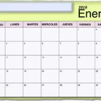 2010 Monthly Calendar (Spanish) with Yellow/Pink Accents
