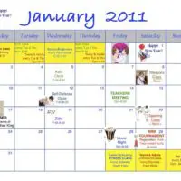 2011 Monthly Calendars for Activities