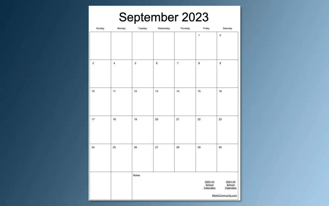 Vertical 2023-2024 Monthly School Calendar Template