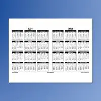 2024-2025 Two Year Yearly Calendar Template for Numbers