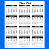 2024-2025 Portrait Yearly Academic Calendar