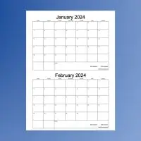 2024 2-Up Horizontal Monthly Calendar Template for Numbers