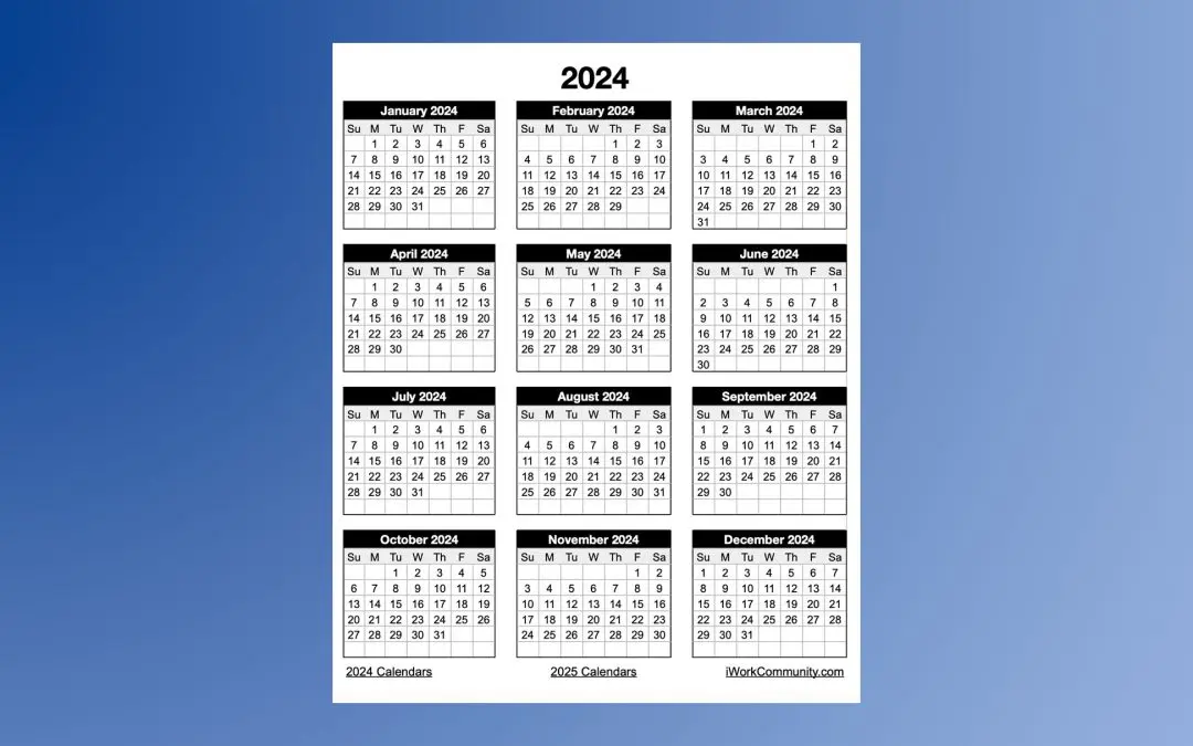 Portrait 2024 Yearly Calendar Template