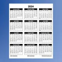 Portrait 2024 Yearly Calendar Template