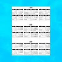 2025-2027 Portrait 3-Year Annual Calendar Template for Numbers