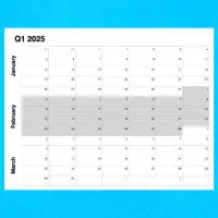 2025 Horizontal Quarterly Calendar Template for Pages