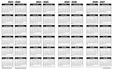 Landscape 2023-2027 Four Year School Calendar Template Landscape 2023-2027 Four Year School Calendar Template