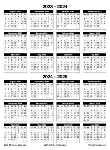 Portrait 2023-2025 Two Year School Calendar Template Portrait 2023-2025 Two Year School Calendar Template