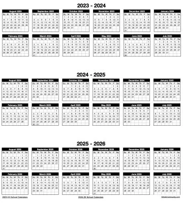 Portrait 2023-2026 Three Year School Calendar Template Portrait 2023-2026 Three Year School Calendar Template