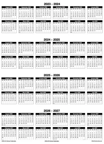 Portrait 2023-2027 Four Year School Calendar Template Portrait 2023-2027 Four Year School Calendar Template