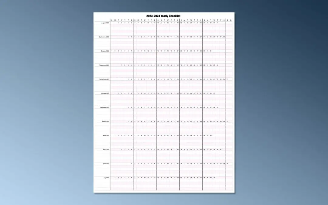2023-24 Yearly Checklist Calendar