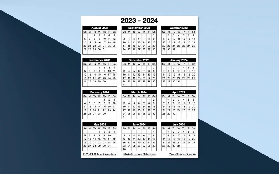 2023-2024 Vertical School Year Calendar Template