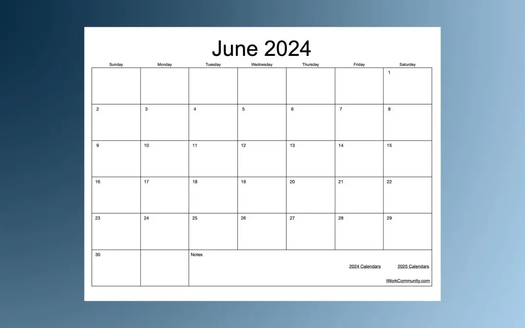 2024 Landscape Monthly Calendar Template