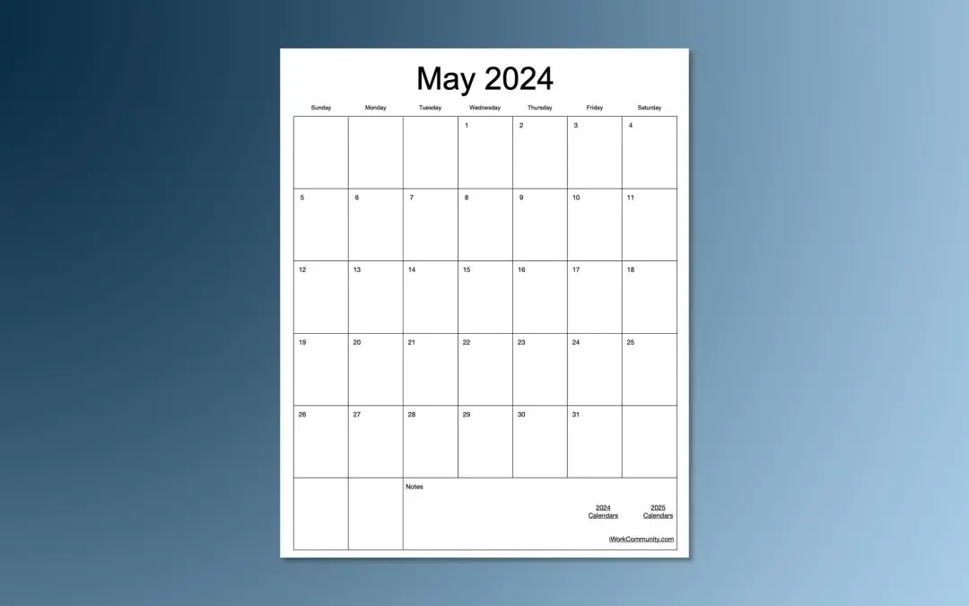 2024 Portrait Monthly Calendar Template