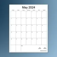 2024 Portrait Monthly Calendar Template