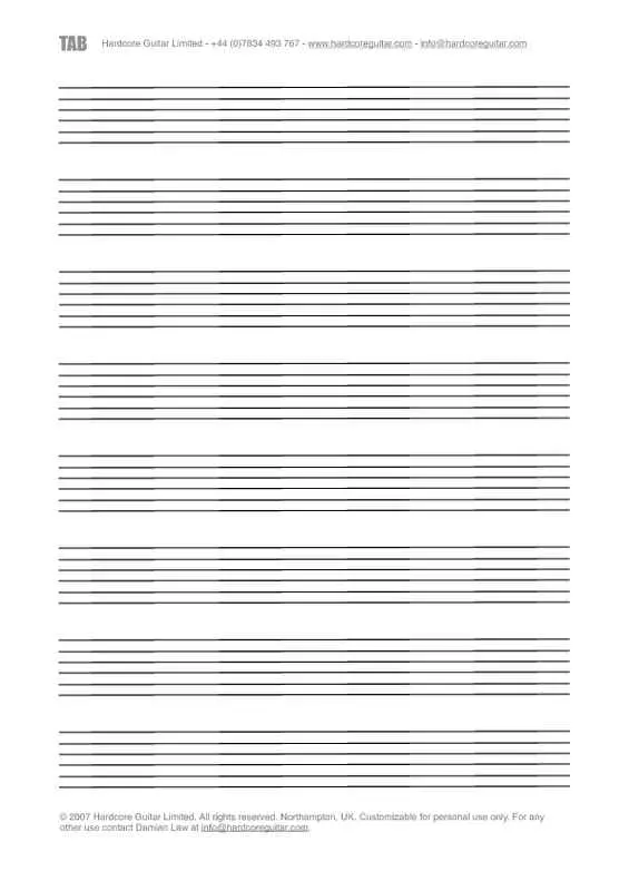 8-Line Guitar Tab Paper