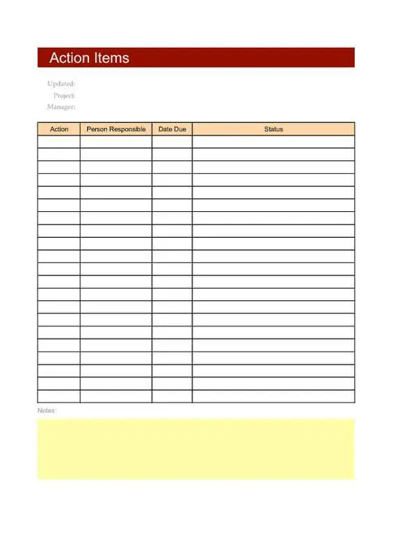 Action Item Delegation List