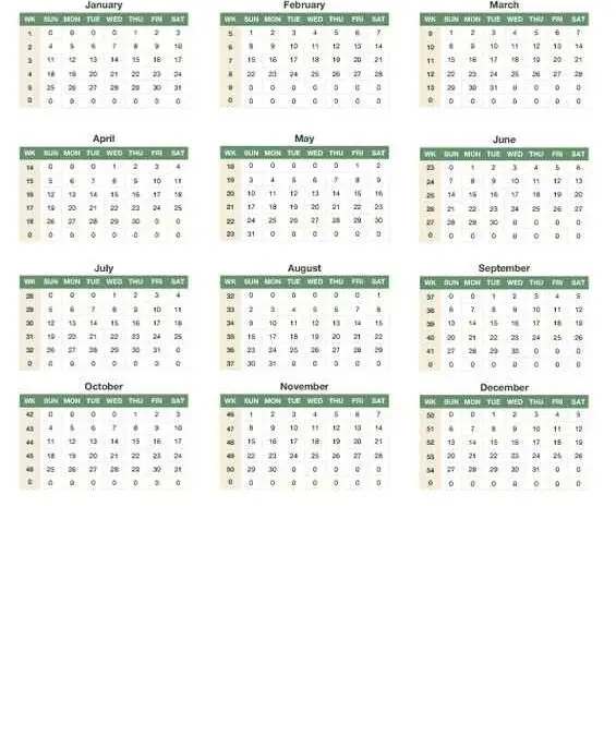 Automated Yearly Overview Calendar