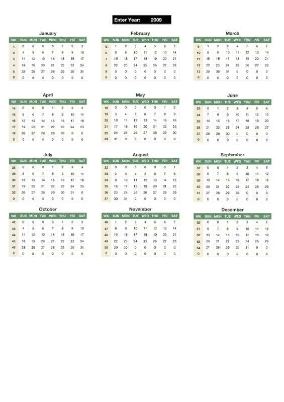Automated Yearly Overview Calendar