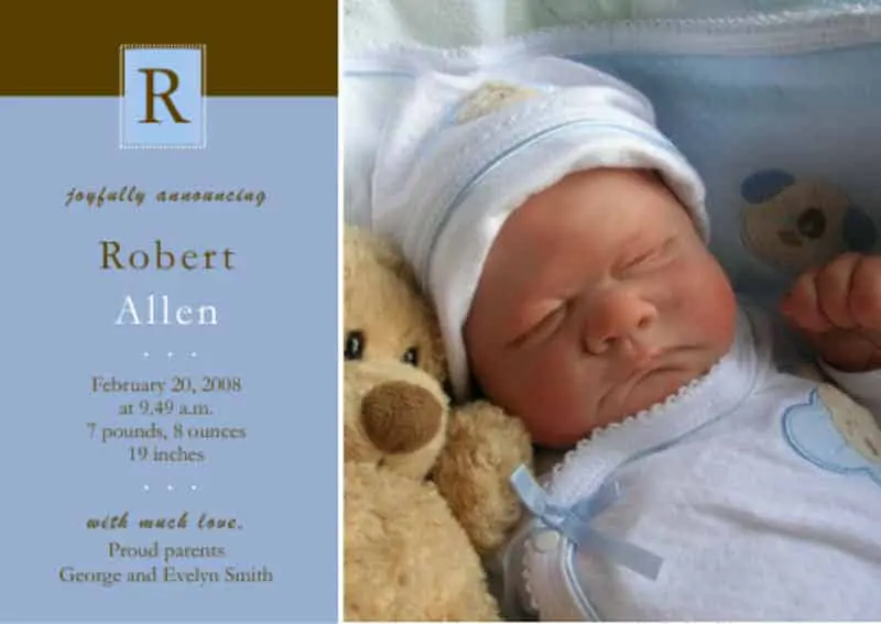 Baby Announcement with Large Photo