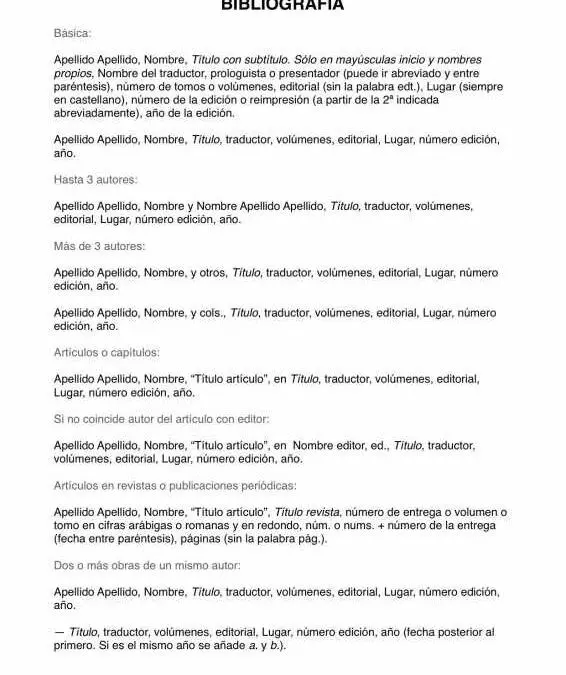 Bibliography Guide in Spanish