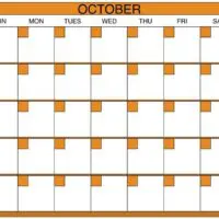 Blank October Calendar with Orange Theme