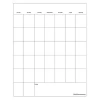 Blank Portrait Calendar Template for Numbers