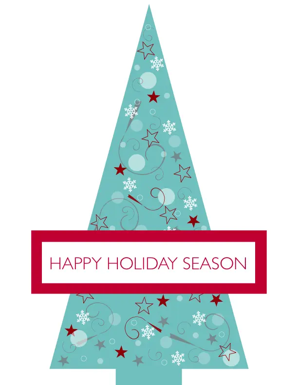 Blue Starry Christmas Tree Holiday Card