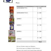 Book Order Form with Images Book Order Form with Images