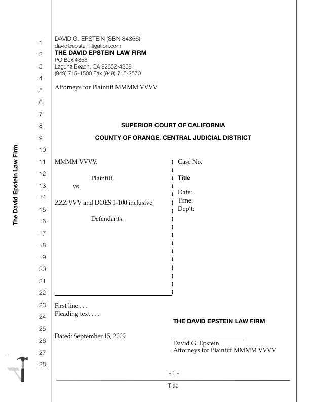California Legal Transcript with Cover Pages