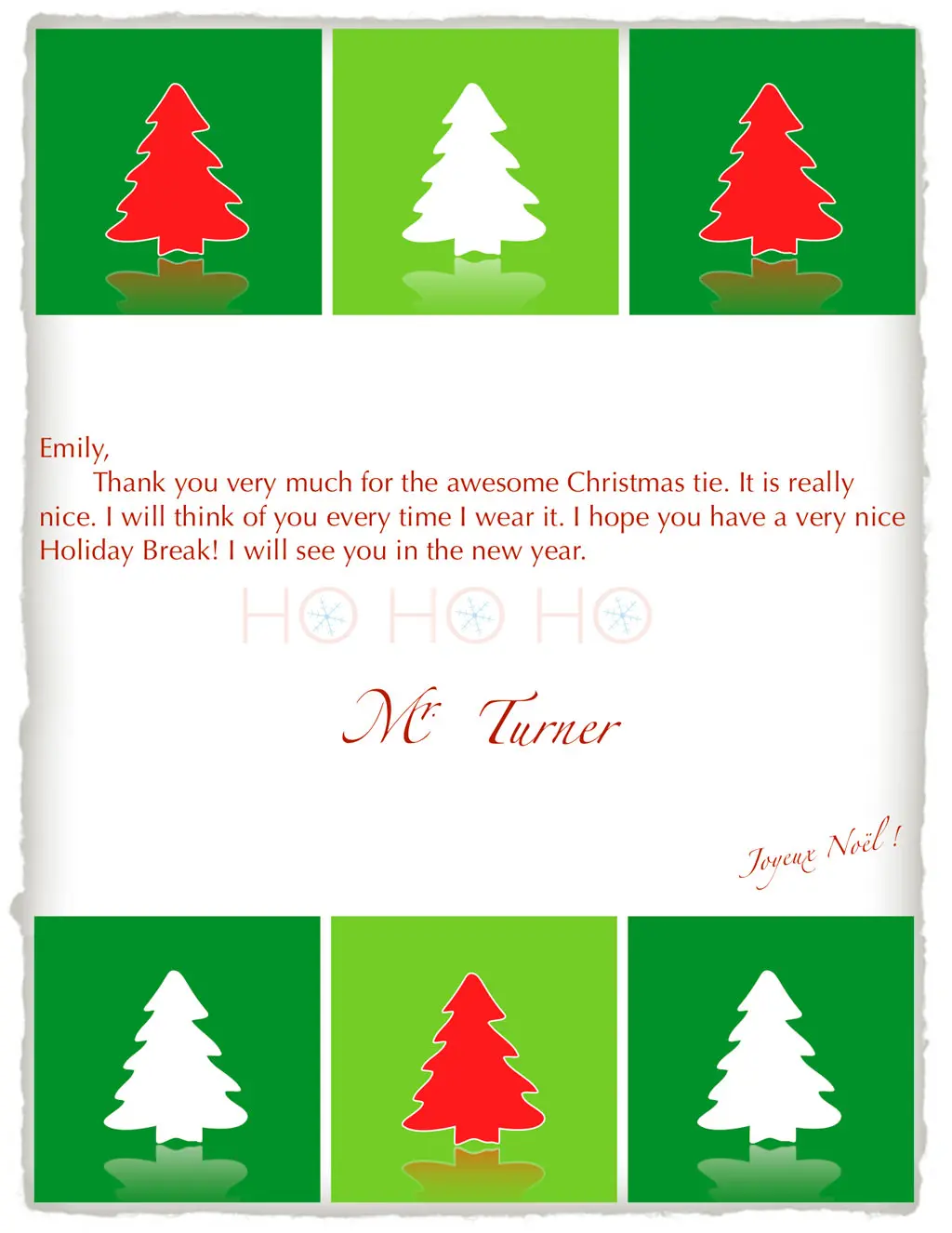 Christmas Thank You Card with Trees