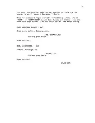 Classic Screenplay with Director Cues Page Two