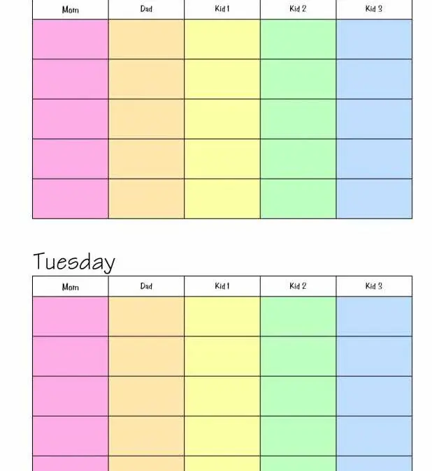 Color-Coded Weekly Family Planner