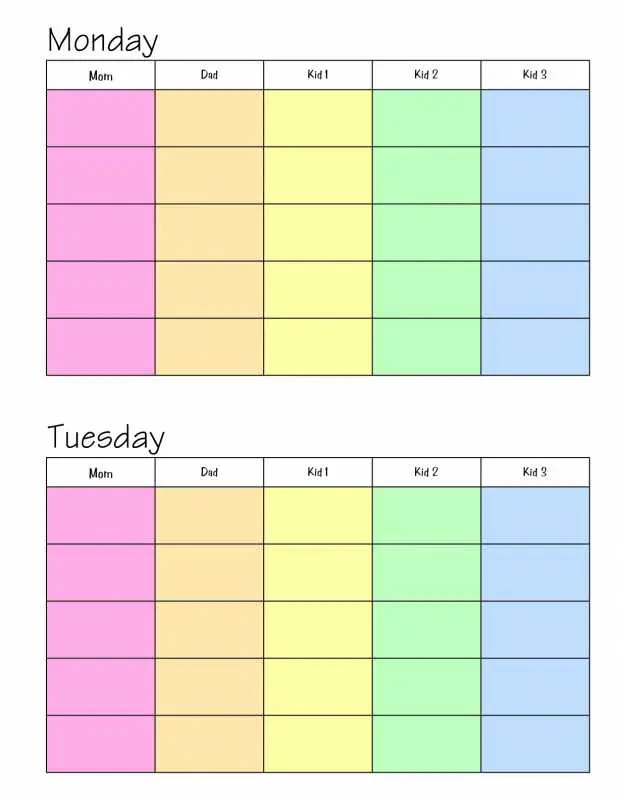 Color-Coded Weekly Family Planner