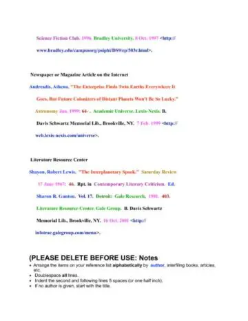 Color-Coded Works Cited for Research Paper Page Three