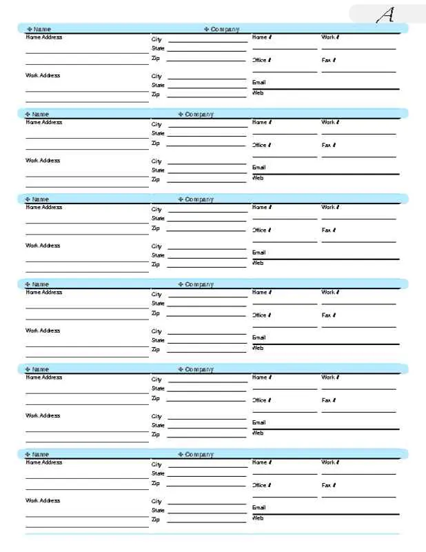 Contemporary Address Book with Blue Accents