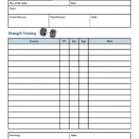 Daily Workout Log with Strength Training Focus