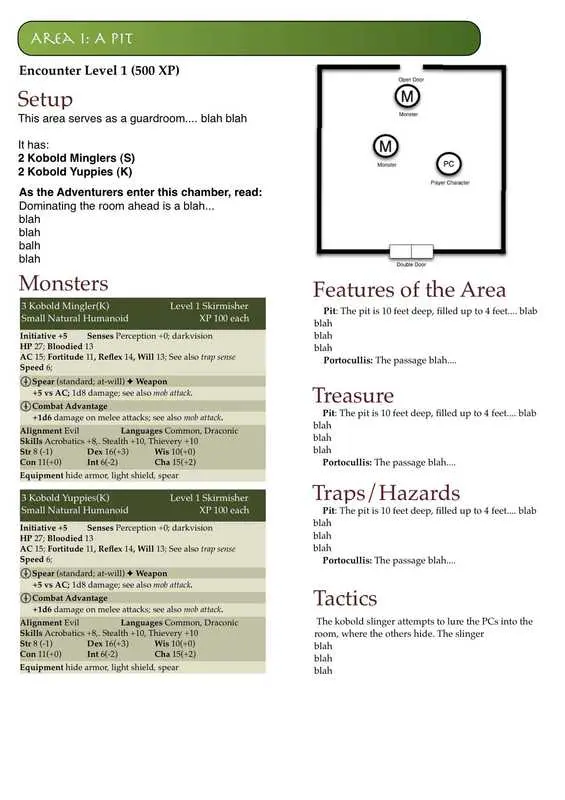 Dungeons and Dragons Encounter Worksheet