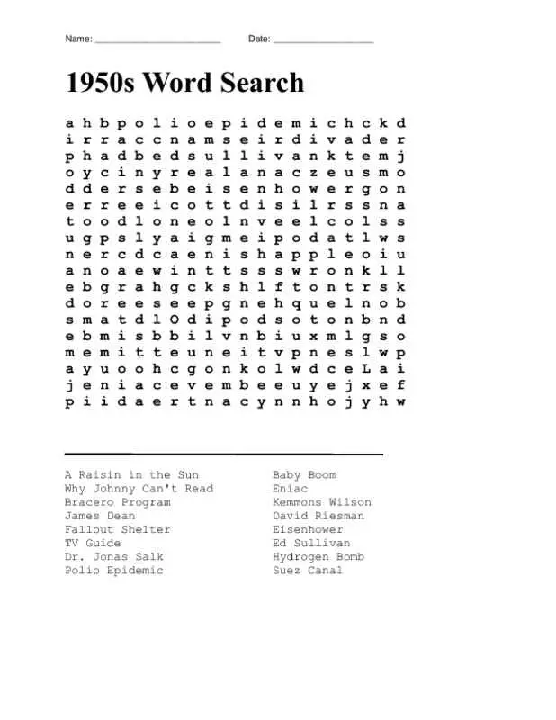 Easy Word Search Activity Page