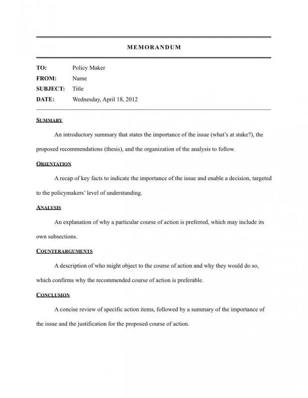 Formal Policy Change Memo